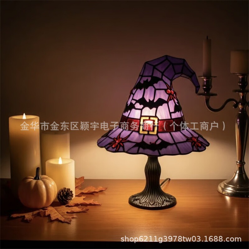 跨境Witch Hat Table Lamp Ornament 女巫帽台灯装饰树脂工艺摆件|undefined