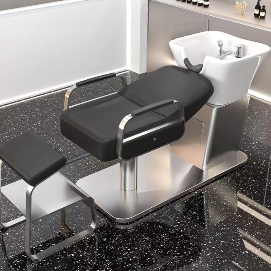 Base plateada de acero inoxidable - piel negra