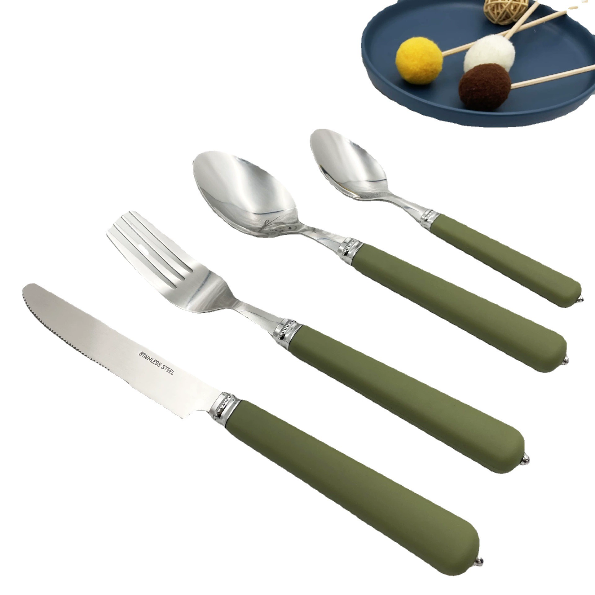 (Cross-border trading), creative two-color tableware, set stainless steel, 4 piece set