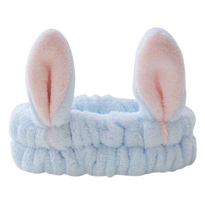 Nueva celebridad de Internet Corea del Sur cara máscara maquillaje lindo orejas conejo felpa banda pelo borde ancho