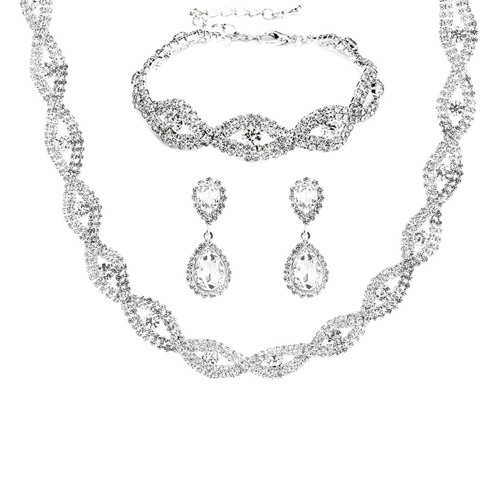 DZ estilo enlace moda ol garra cadena rhinestone traje Venta caliente collar eardrop pulsera joyería nupcial múltiples opciones