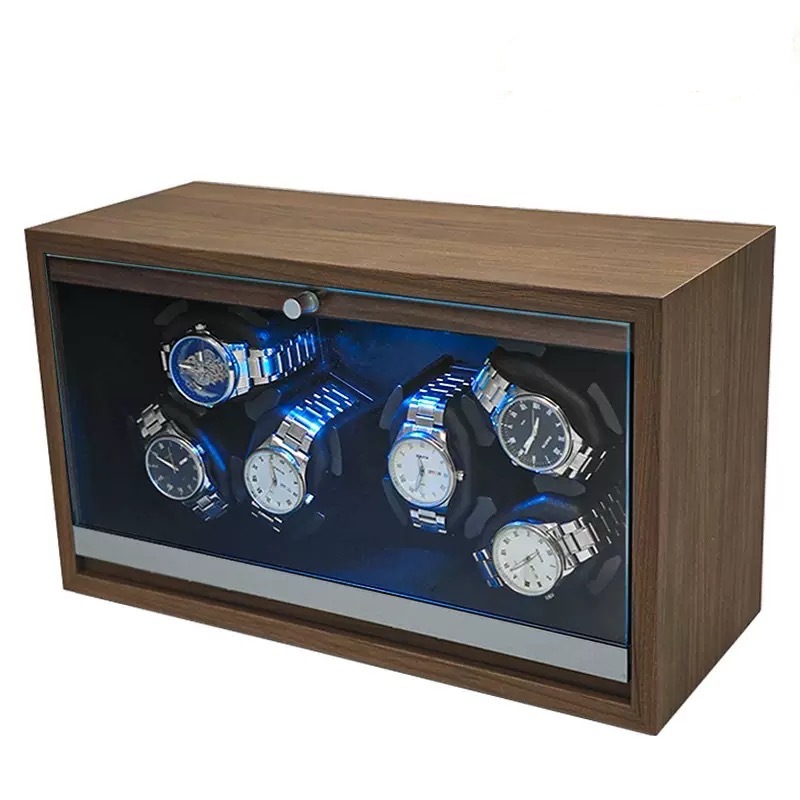 Madera con patrón de nogal negro, 6 metros, agitador automático, 2 juegos, 3 metros, caja de reloj mecánica eléctrica con estampado de carbono