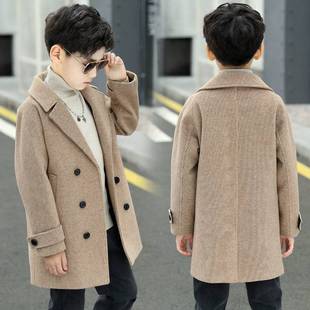 Boys' Houndstooth Outwear 2025 Autumn and Winter New Style Medium and Large Children's Woolen Velvet Thickeneded Outwear Baby Windbreaker Children's Clothing