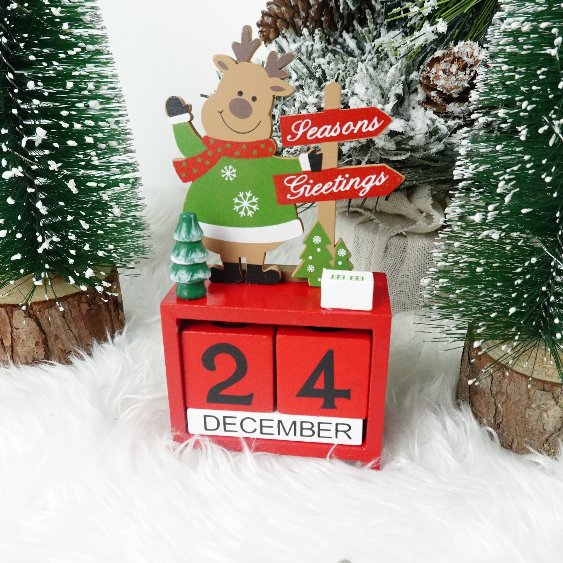 Weihnachten Weihnachtsmann Schneemann Reh Holz Innen Ornamente display picture 3