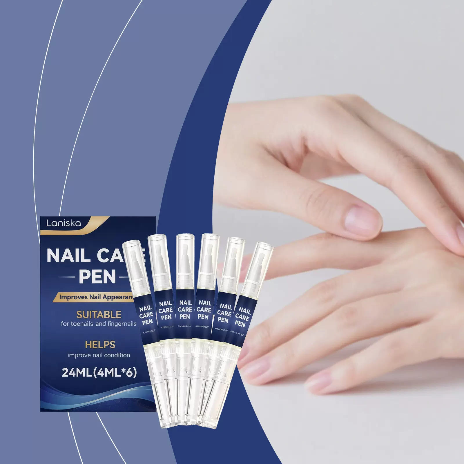 LANISKA 指甲护理笔 温和日常护理指甲甲面光滑便携式涂抹护甲笔