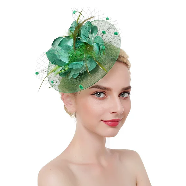 Boutique Factory Direct Sales Bridal Hat Retro Mesh Head Flower Feather Hair Accessories Small Hat Hairpin Bridal Headwear