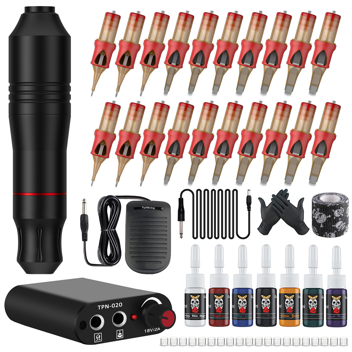 Traje de tatuaje caliente transfronterizo tatuaje pluma cubierta pluma tatuaje traje de máquina tatuaje todo en uno traje de máquina