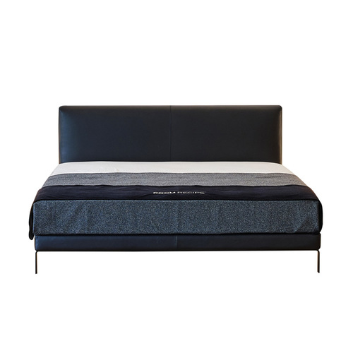 Coconordic | Vem Modern Minimalist 1.8m Edge-Slim Small-Unit Black Leather Bed – Nordic & Japanese-Style Double Bed