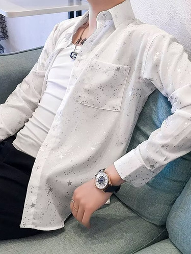 2025 Letter Long-Sleeve Shirt Japanese Hong Kong Style Instagram Loose Shirt for Men Summer Trendy Versatile Casual Jacket