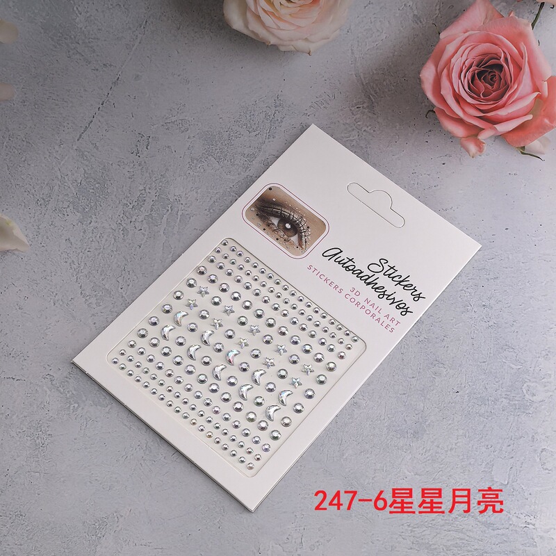 Laser Stage Laser Eye Makeup Stickers Diamond Heart Water Drop Broken Rhinestone Stickers Face Tear Eye Tail Flash Diamond Stickers Colorful