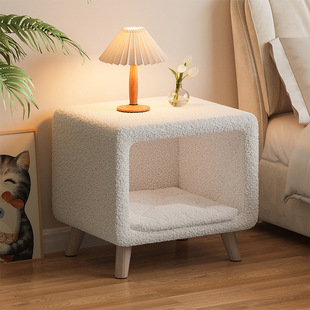 Bedside Cabinet Bedroom Household People Cat Shared Storage Cabinet Autumn and Winter Cat Nest Stool Integrated Dual-purpose Semi-closed Storage Cabinet