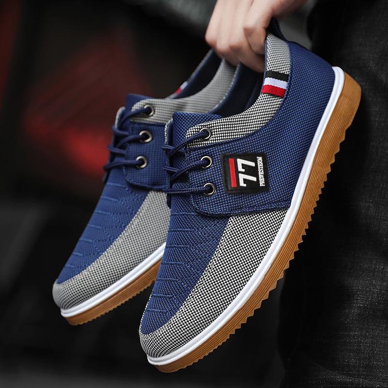 Old Beijing Cloth Shoes for Men, Versatile Work Shoes, Casual Sneakers, Large Size Men's Shoes, Lace-Up Casual Canvas Shoes