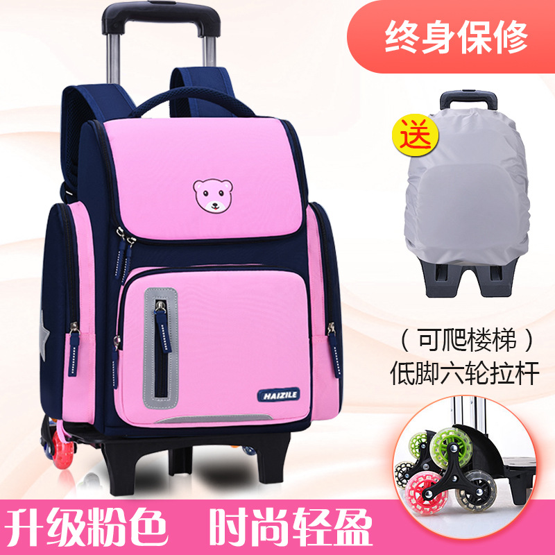 Estudiante de la escuela primaria bolsa de espacio de la carretilla 1-3-6 años niños y niñas unicornio desmontable bolsa de escalada de seis ruedas con ruedas