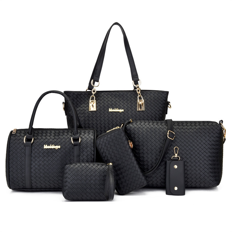 2025 New Women's Bag Fashionable Woven Six-Piece Set Mother-In-Law Bag Single Shoulder Crossbody Handbag Women's Bag Wholesale