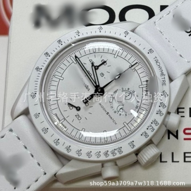 Omega Co-Branded Swatc Quartz Waterproof Chronograph Watch Ins Style Micro-Business Hot Model One-Piece Drop Shipping Large Dial