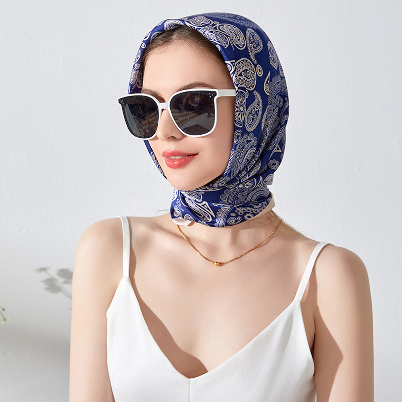Pañuelo Cuadrado Vintage Estampado Paisley de Poliéster con Protección Solar para Otoño