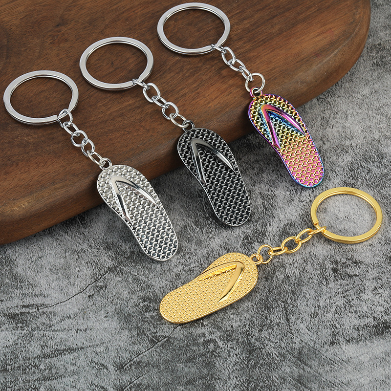 Creative Simulation Flip-Flops Keychain Cartoon Key Pendant Metal Key Hanging Small Gift Keychain Pendant