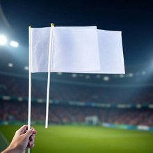 跨境供应14*21纯白色手摇旗涤纶春亚纺纯白色旗 空白手持旗杆
