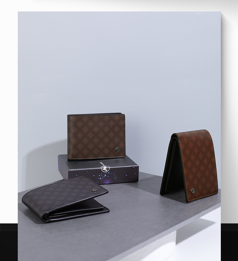 Men's Plaid Pu Leather Open Wallets display picture 4