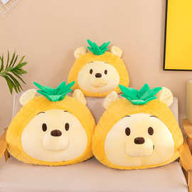 卡通可爱维熊熊抱枕毛绒玩具水果菠萝熊床上靠枕捂手礼品厂家批发