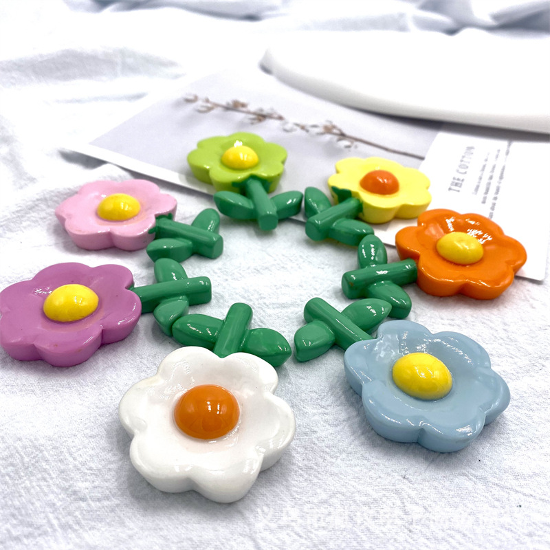 Nuevo girasol DIY crema pegamento teléfono caso horquilla refrigerador pegatina joyería resina accesorios coloridos flores tridimensionales