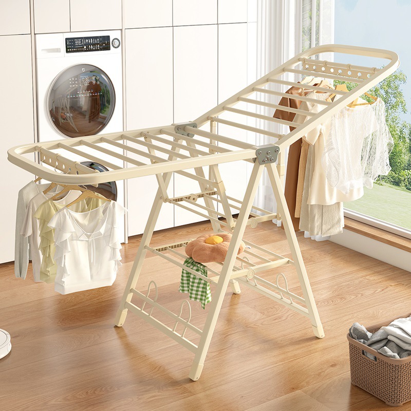 Thickened Stackable Clothes Drying Rack for Indoor and Outdoor Use, Freestanding Balcony Clothes Hanger, Coat and Clothes Rod, Quilt Drying Tool, Wingless Type