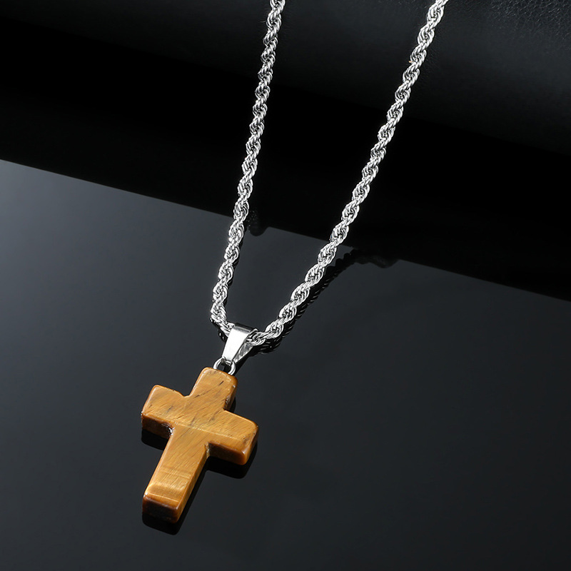 1 Piece Fashion Cross Artificial Crystal Mixed materials Menu0027S Pendant Necklace