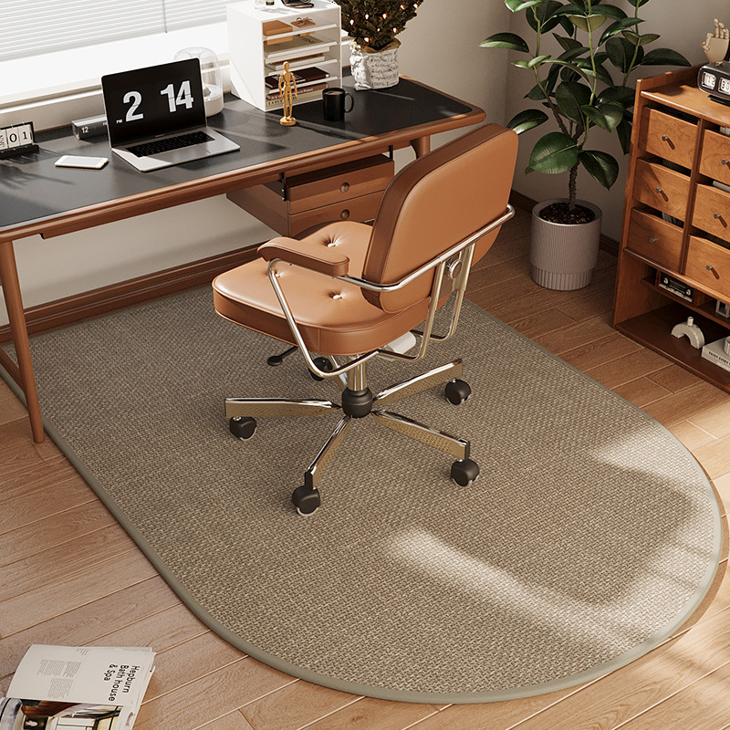 High-grade linen woven study carpet non-slip mute arched floor mat computer chair swivel chair desk floor mat