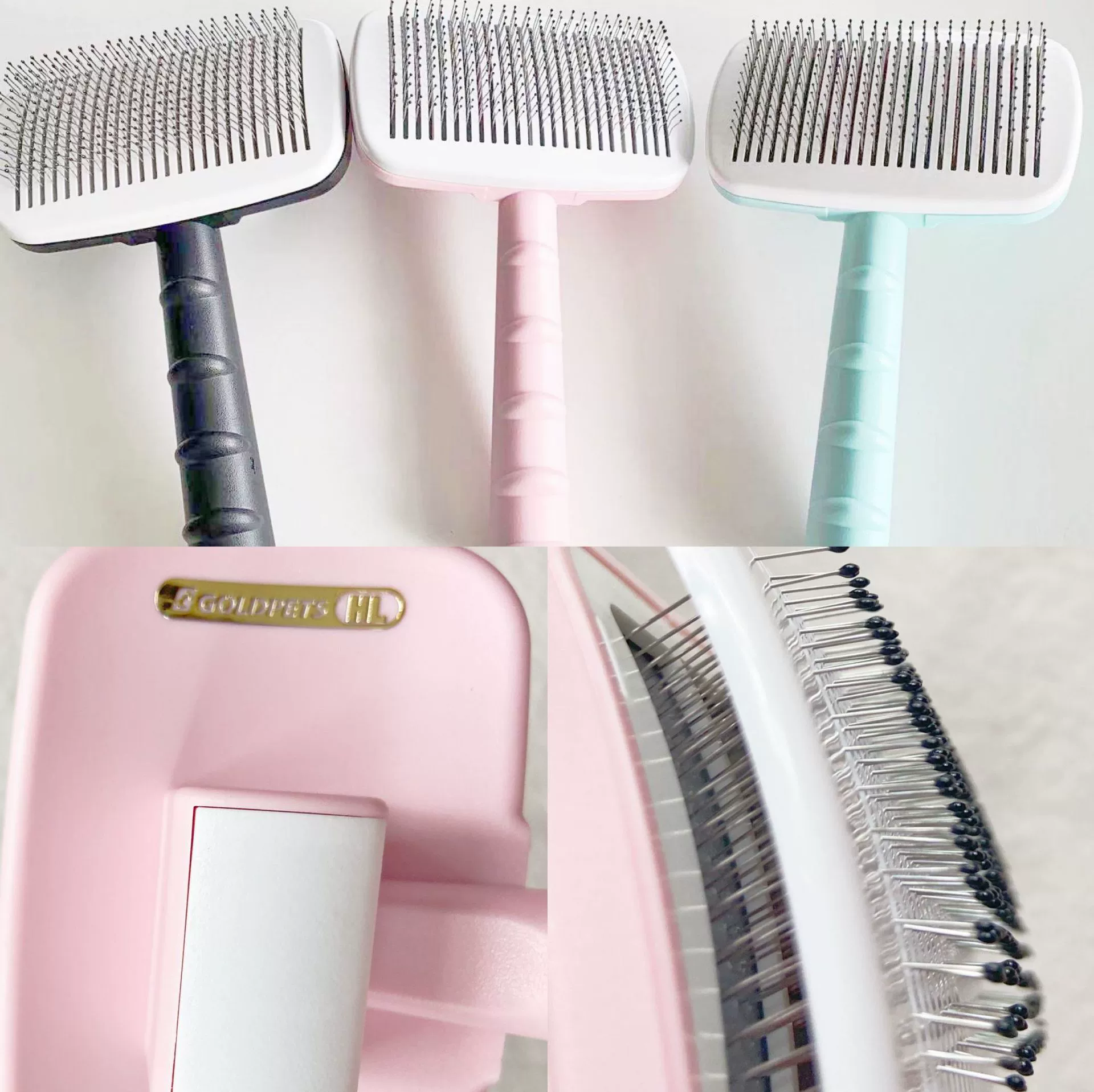 Золотая расческа для собак, расческа с длинной иглой, самоочищающаяся расческа, шарик, защита шариков, чистящий порошок в один клик, зеленый, черный, пушистый, косметический расческа