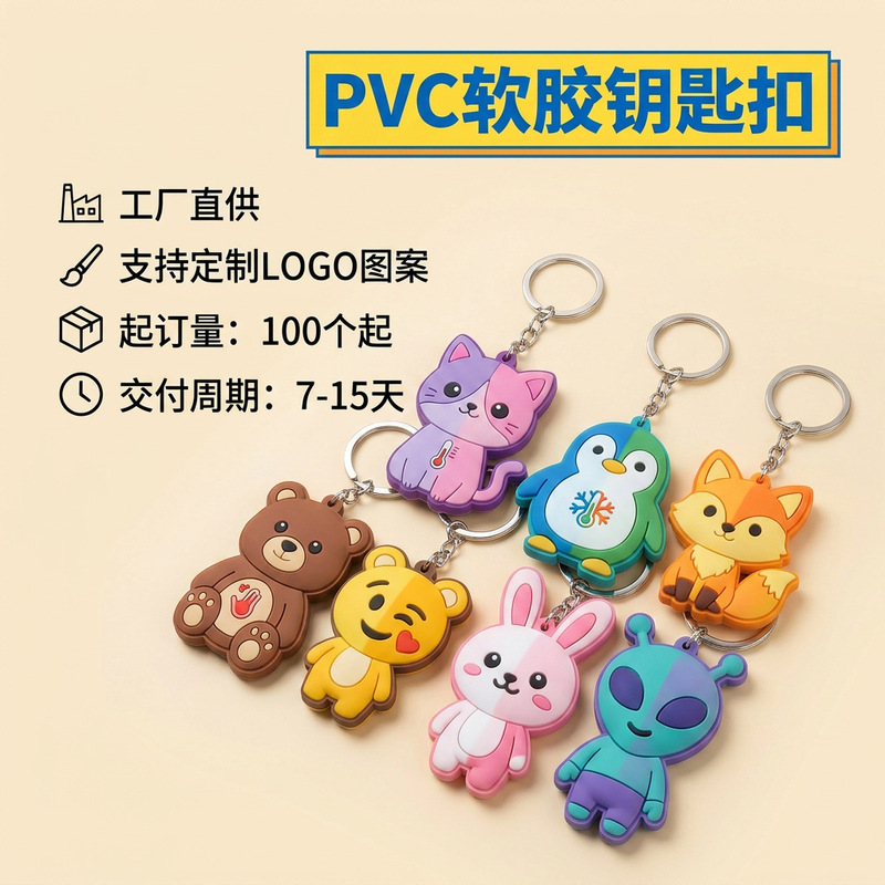Pvc Keychain Color-Changing Soft Rubber Cartoon Figure Creative Personalized Trendy Toy Pendant Small Gift Factory Bulk Customization