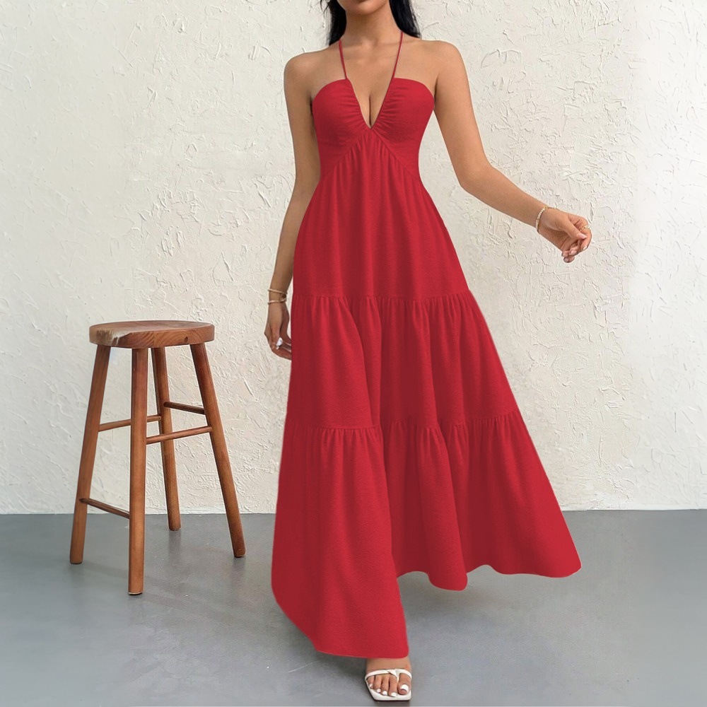 Elegant Summer Maxi Dress Sexy Spaghetti Straps Beachwear Lightweight Fabric Perfect for Vacation Wholesale