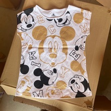 外贸童装短袖批发 女童中大童纯棉短袖上衣 卡通  女童 中大童