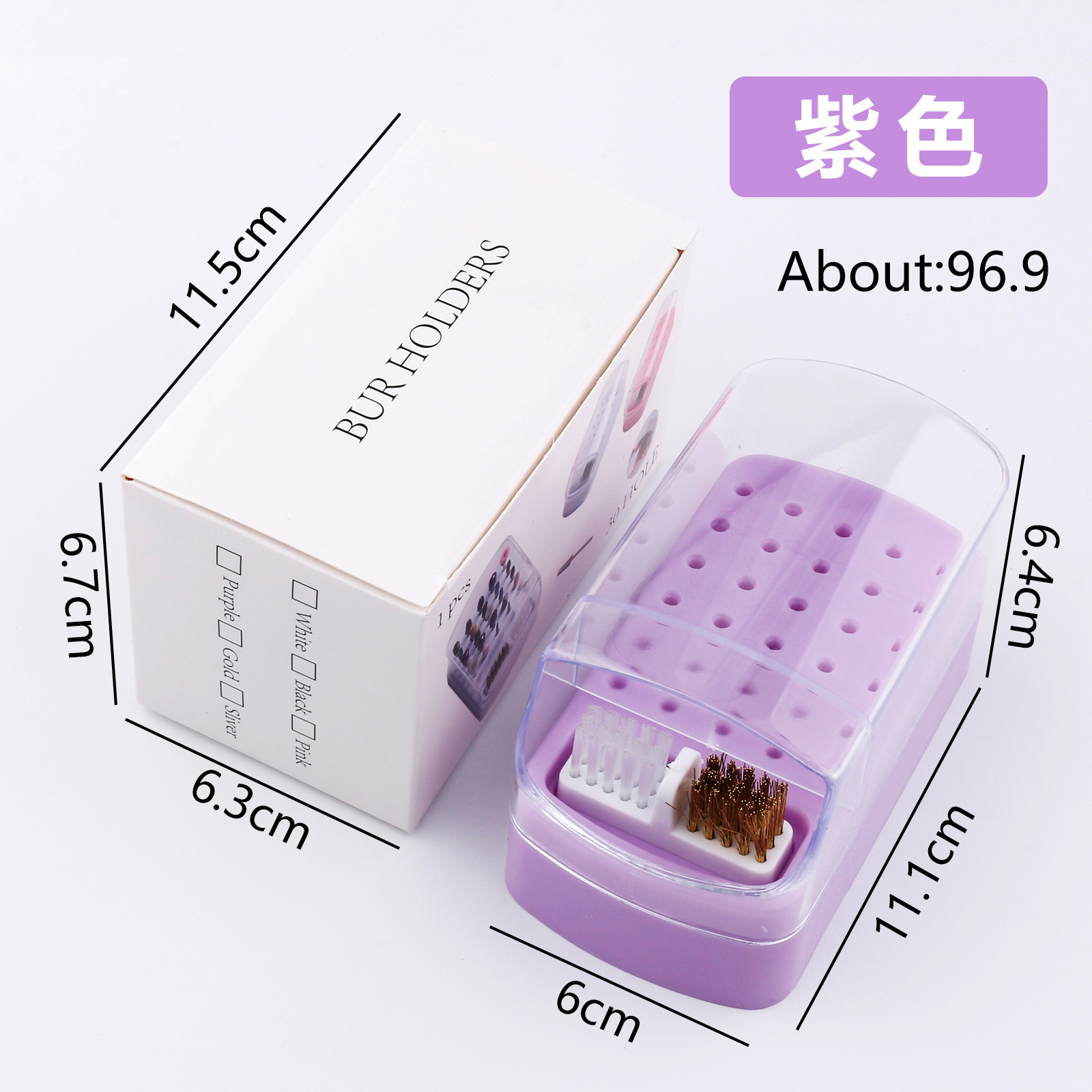 Transfronteriza nueva manicura 30-agujero de molienda cabeza de almacenamiento de limpieza dos-en-uno manicura de molienda caja de la cabeza de limpieza caja de exhibición de polvo