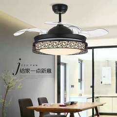 Invisible ceiling fan lamp restaurant modern minimalist living room LED remote control bedroom variable speed fan lamp original factory wholesale