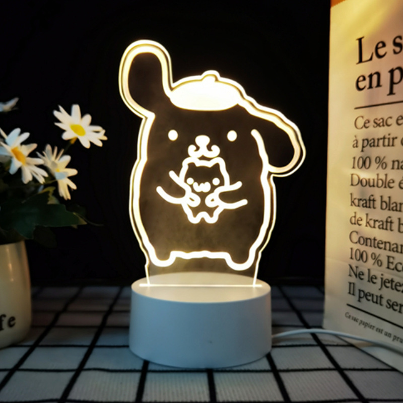 Venta caliente transfronteriza en el extranjero, nueva y extraña luz nocturna 3D, luz ambiental colorida, lámpara de mesa LED de la serie Sanrio Kulomi