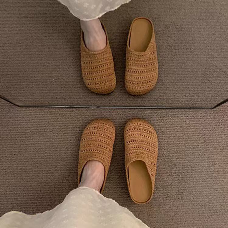 Geweven birkenstock stijl instappers voor dames dichte muiltjes_voghion.com