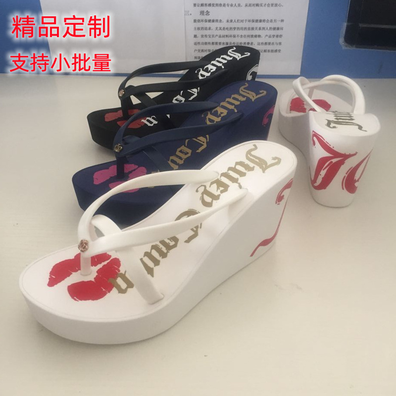 2025 Summer Women's Fashion High-Heeled Sandals, Juicy Wedge Flip-Flops, Thick-Soled Beach Shoes, Source Supply