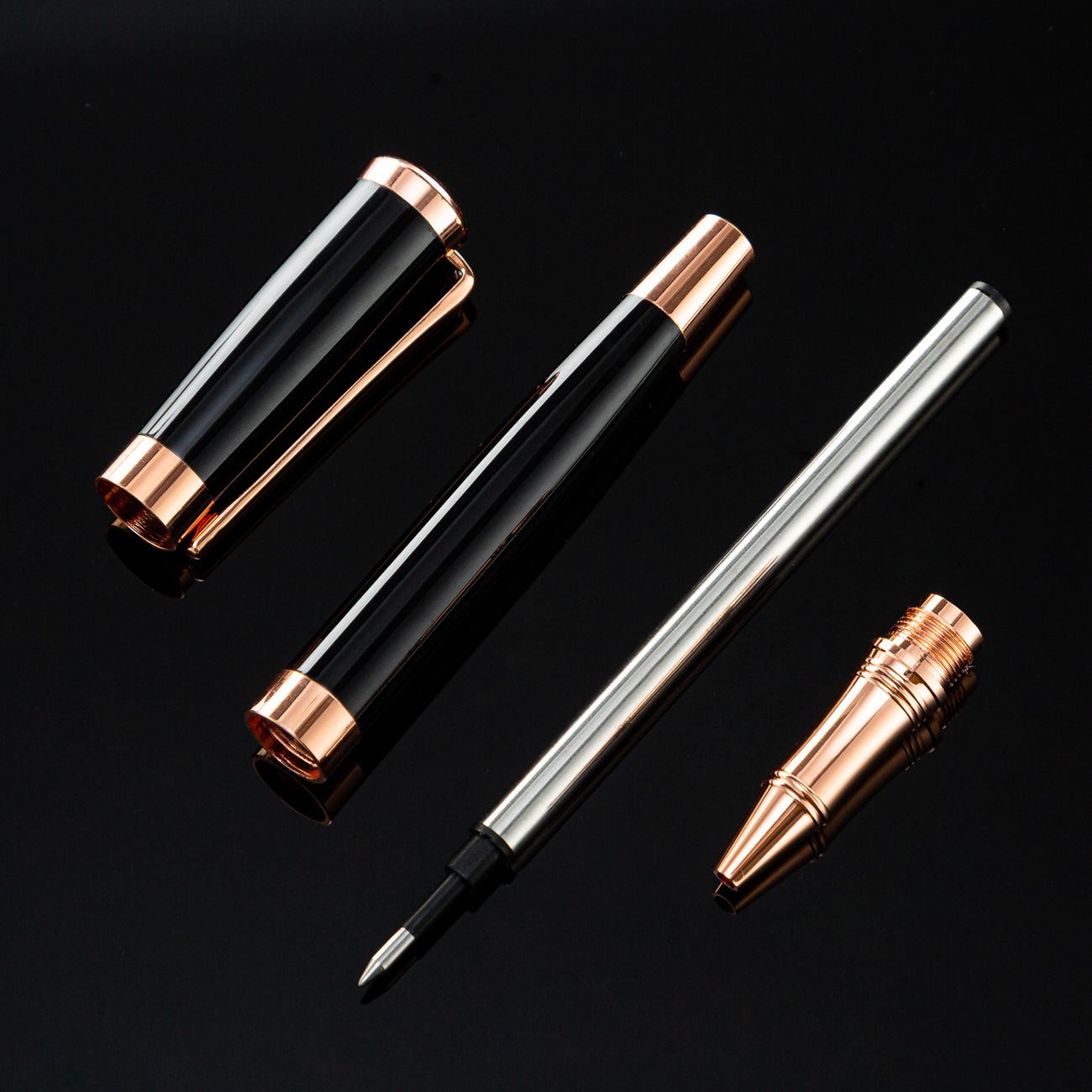 Bolígrafo de negocios bolígrafo negro bolígrafo neutro papelero de oficina al por mayor logotipo de impresión de bolígrafo de firma de metal retro