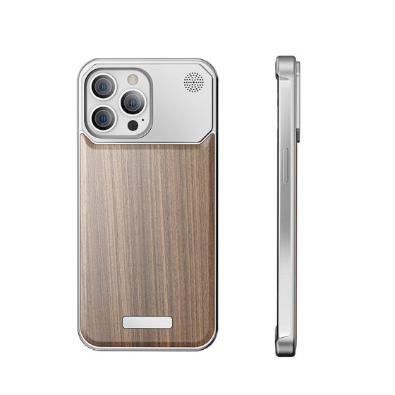 Suitable for iphone16promax aluminum alloy aromatherapy metal wood grain shell apple 15pro metal anti-drop shell 14