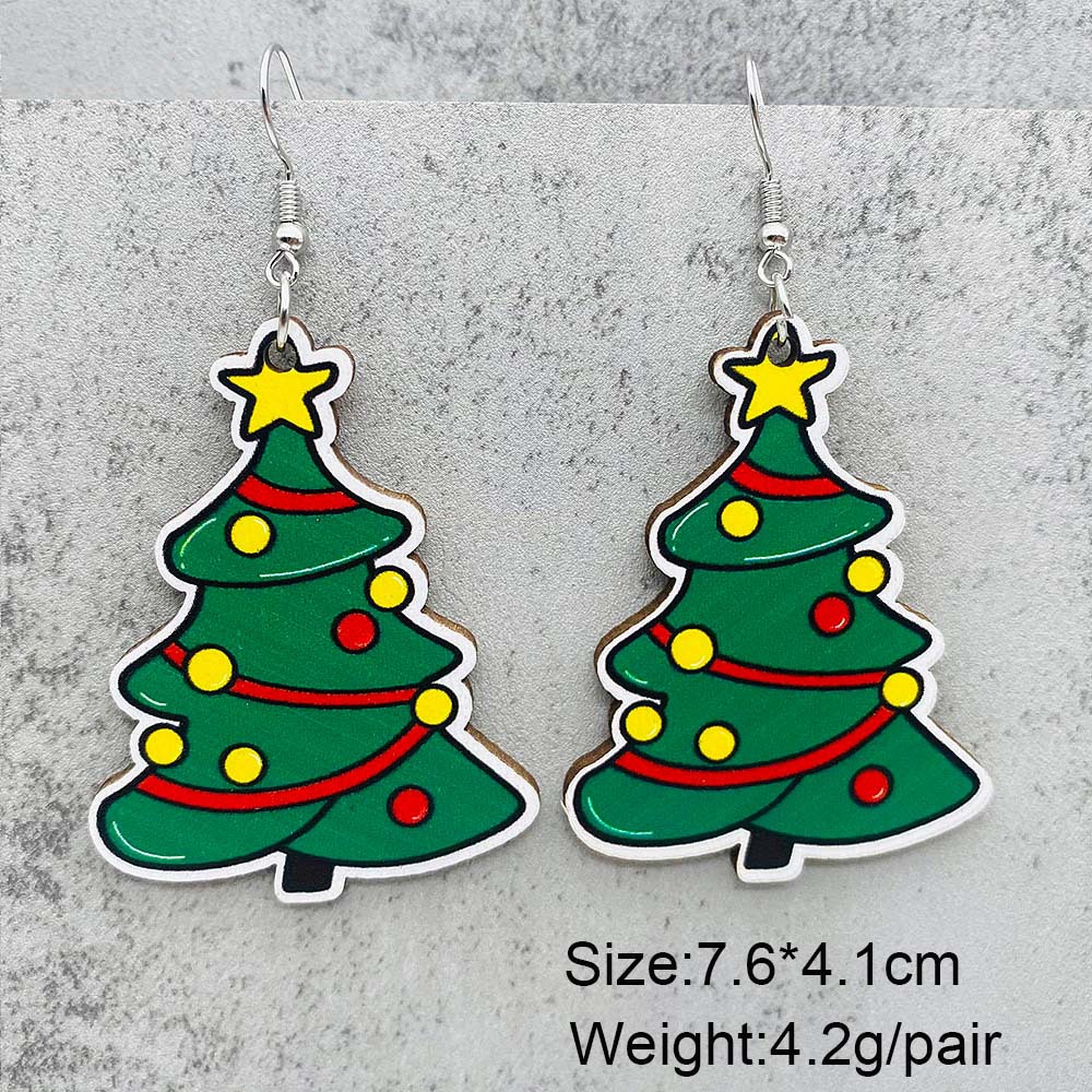 6g Weight Ear hook Event & Party Supplies Ear hook Classification 1 Pair Quantity Holiday, Party Occasion Wood Material Christmas Festival Christmas Hat, Christmas Tree, Santa Claus Pattern Women's Gender Cute Style 1 Pair Cute Christmas Hat Christmas Tree Santa Claus Wood Ear Hook 3