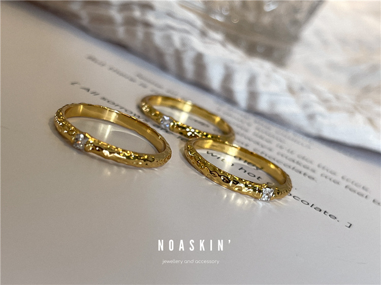 Daily Occasion Titanium Steel Material Fashion Geometric Titanium Steel Plating Zircon Rings
