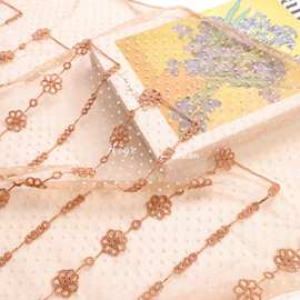 弹力垂感精致 棕色横条纹花朵刺绣点点植绒波点网纱布料纱裙面料