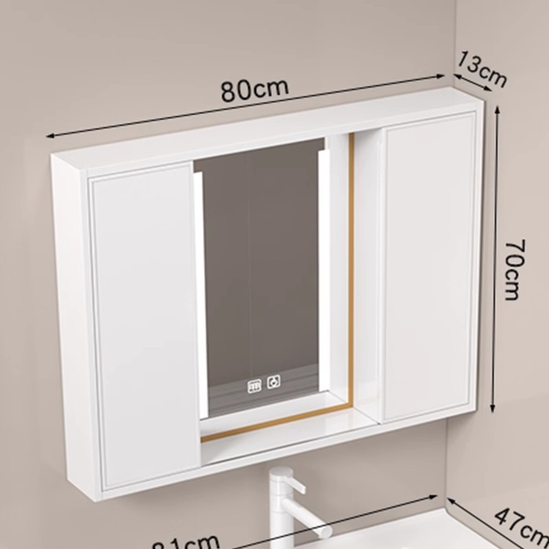 Espejo de Feng Shui escondido tipo push-pull armario de espejo de baño armario de almacenamiento de luz inteligente armario de almacenamiento de lavado tipo pared de baño