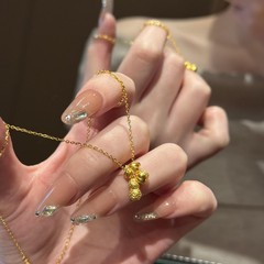 沙金饰品拉丝葫芦项链轻奢高级感国潮跑环好柿发生百搭锁骨链女