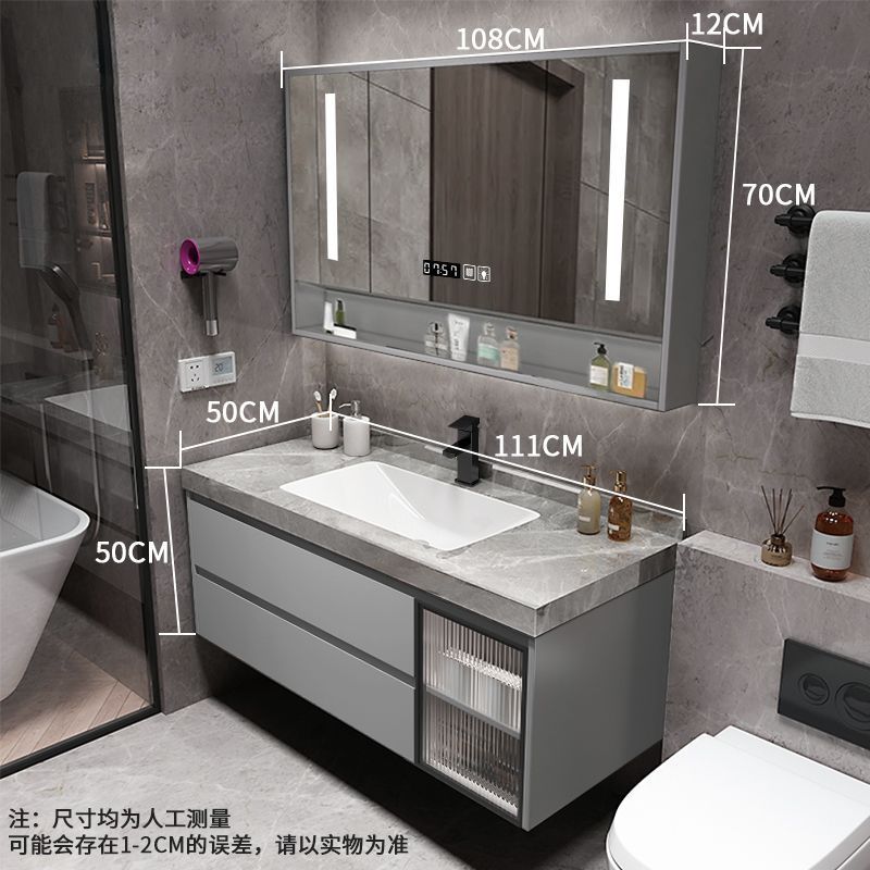 洲妙手洗い池トイレ洗面台浴室鏡盤シームレス岩板一体盆風呂洗面器セット|undefined