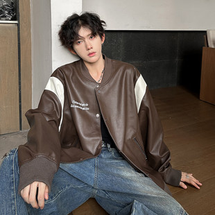 2025 Spring New Style Handsome Leather Jacket for Young Men Motorcycle Leather Jacket Loose Jacket P02
