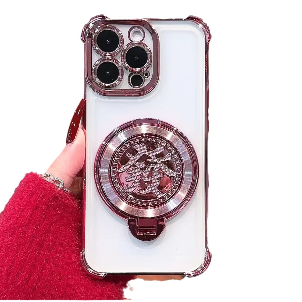 Funda para iPhone 17, estilo ligero y lujoso, con soporte magnético giratorio, diseño moderno, estilo europeo y americano, funda para parejas con protección en las cuatro esquinas.