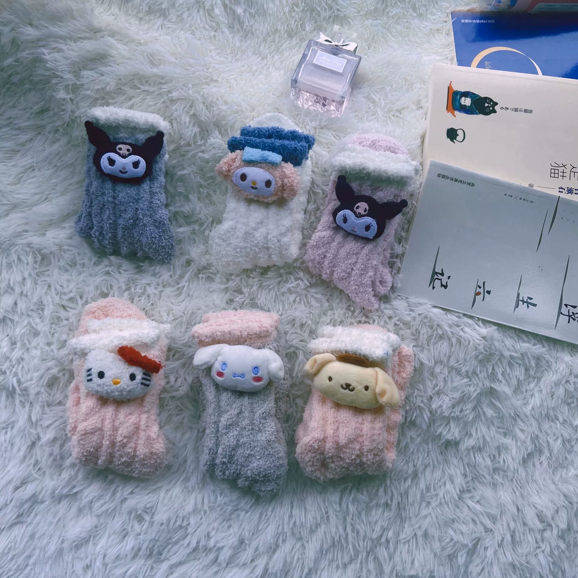 Бренд коралловый бархат белые мультяшные носки, стиль Лолита, Cinnamoroll