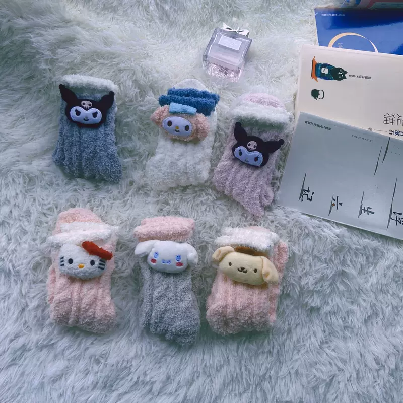 Бренд коралловый бархат белые мультяшные носки, стиль Лолита, Cinnamoroll