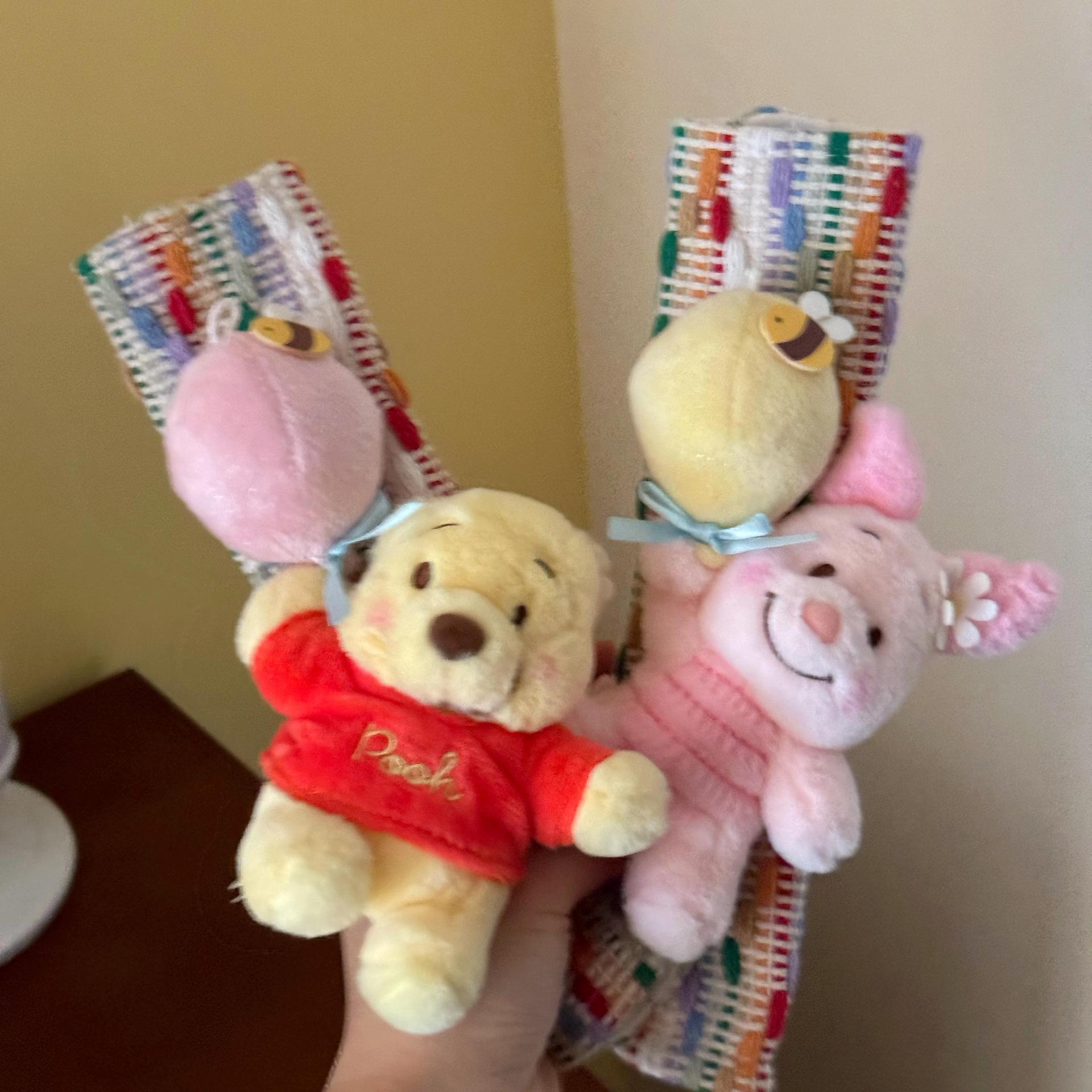 Authentic Pooh Piglet Cartoon Stuffed Doll Car Seat Belt Shoulder Cover for Sisters Cute New Car Gift